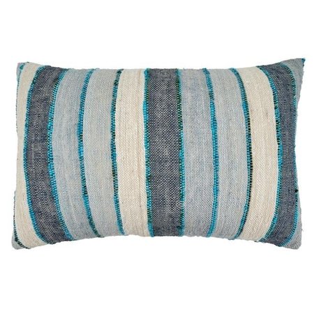 SARO LIFESTYLE SARO 2827.BL1624BC 16 x 24 in. Oblong Throw Pillow Cover with Blue Striped Design 2827.BL1624BC